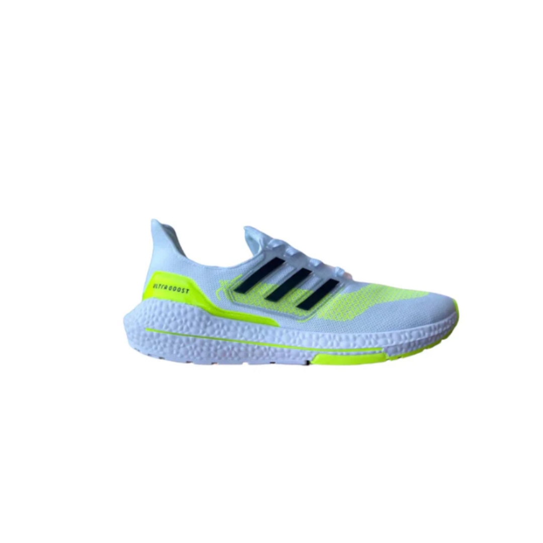 Tênis Adidas Ultraboost 21 - Branco/Verde-Limão ⭐